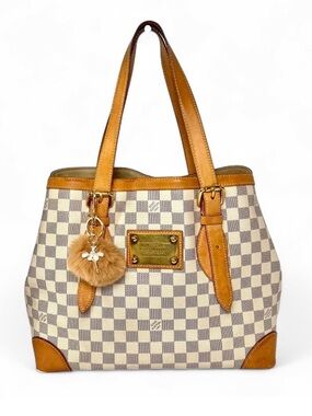 Auth Louis Vuitton Damier Azur Hampstead MM Tote Bag